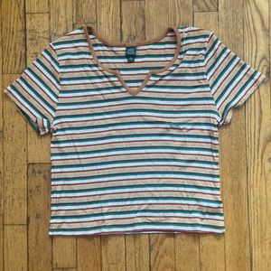 Wild fable striped notch neck cropped t shirt